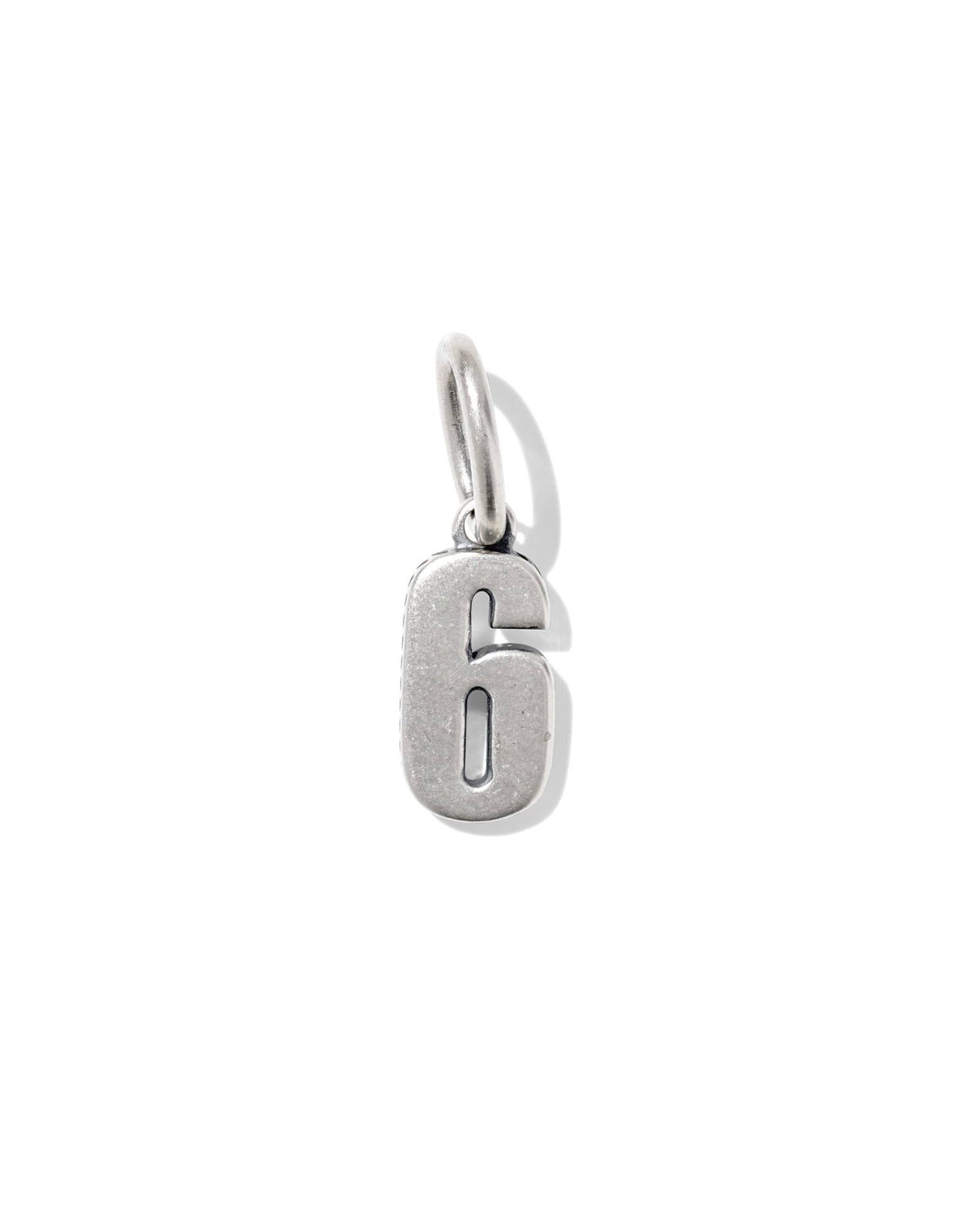 Large Metal Number 6 Oxidized Sterling Silver Charm