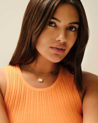 Pumpkin Gold Short Pendant Necklace in Ivory Mother-of-Pearl