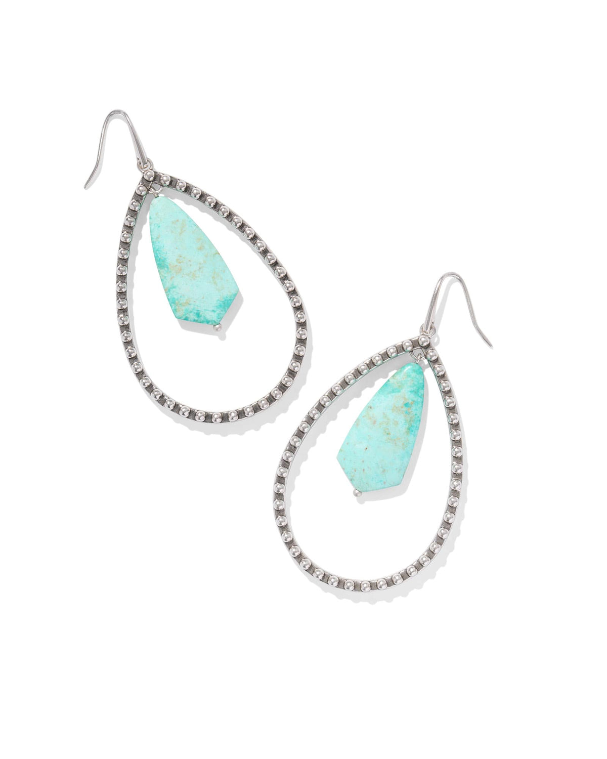 Rumer Vintage Silver Stone Open Frame Earrings in Sea Green Chrysocolla