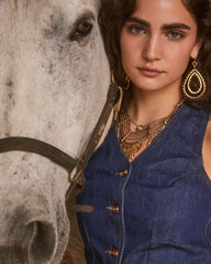 Rumer Open Frame Earrings in Vintage Gold