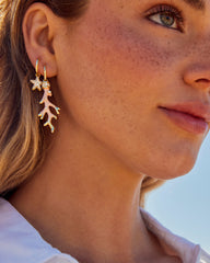 Shea Convertible Gold Huggie Earrings in Blush Enamel