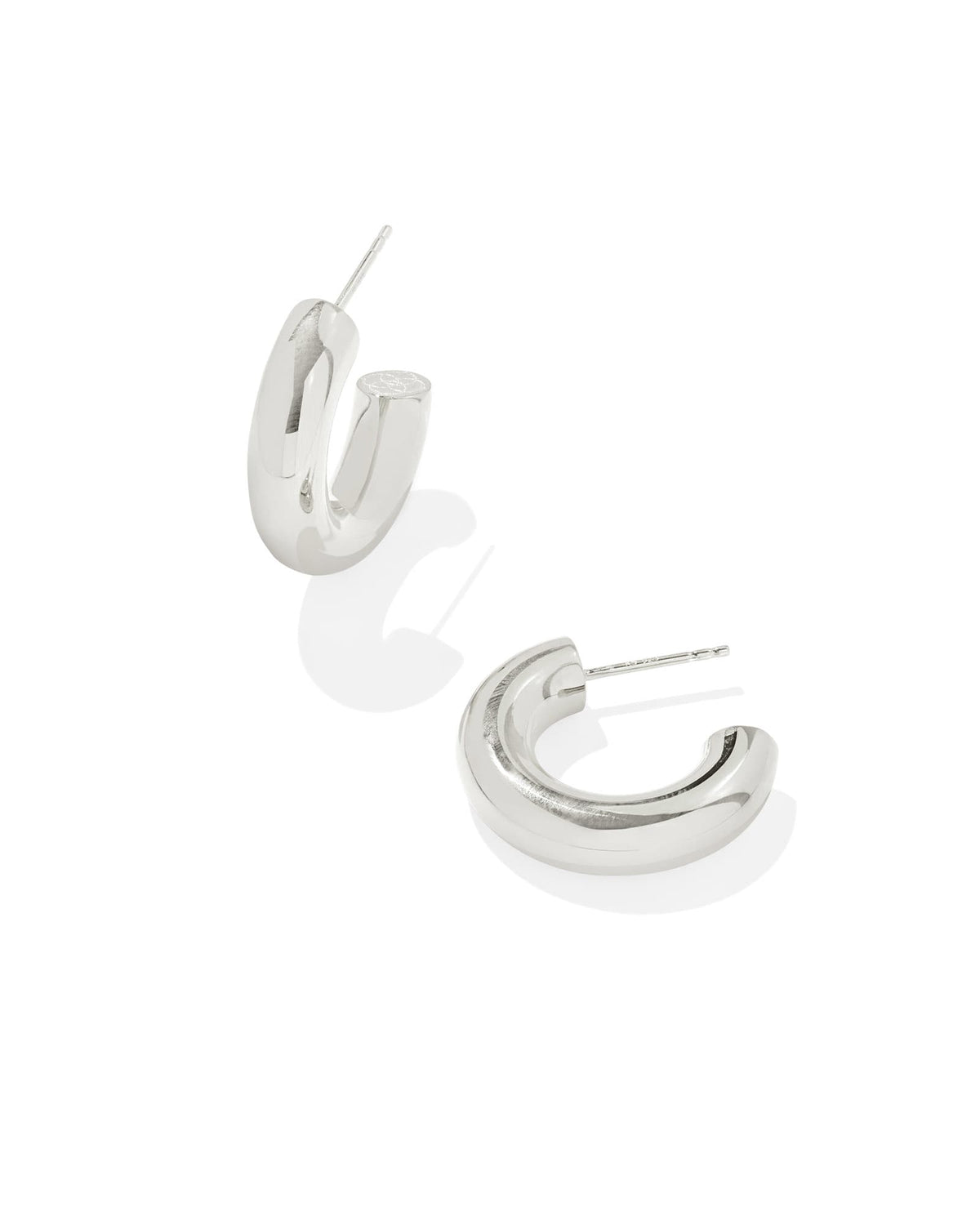 Small Bold Tube Hoop Earrings in Sterling Silver