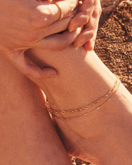 Small Paperclip Chain Anklet in 18k Gold Vermeil