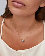 Soccer Gold Short Pendant Necklace in Ivory Mother-of-Pearl