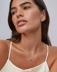 Soccer Gold Short Pendant Necklace in Ivory Mother-of-Pearl