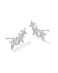 0.3 ct Star Cluster 14k White Gold Ear Climber Earrings in White Diamond