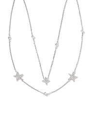 0.19 ct Star Cluster 14k White Gold Multi Strand Necklace in White Diamond