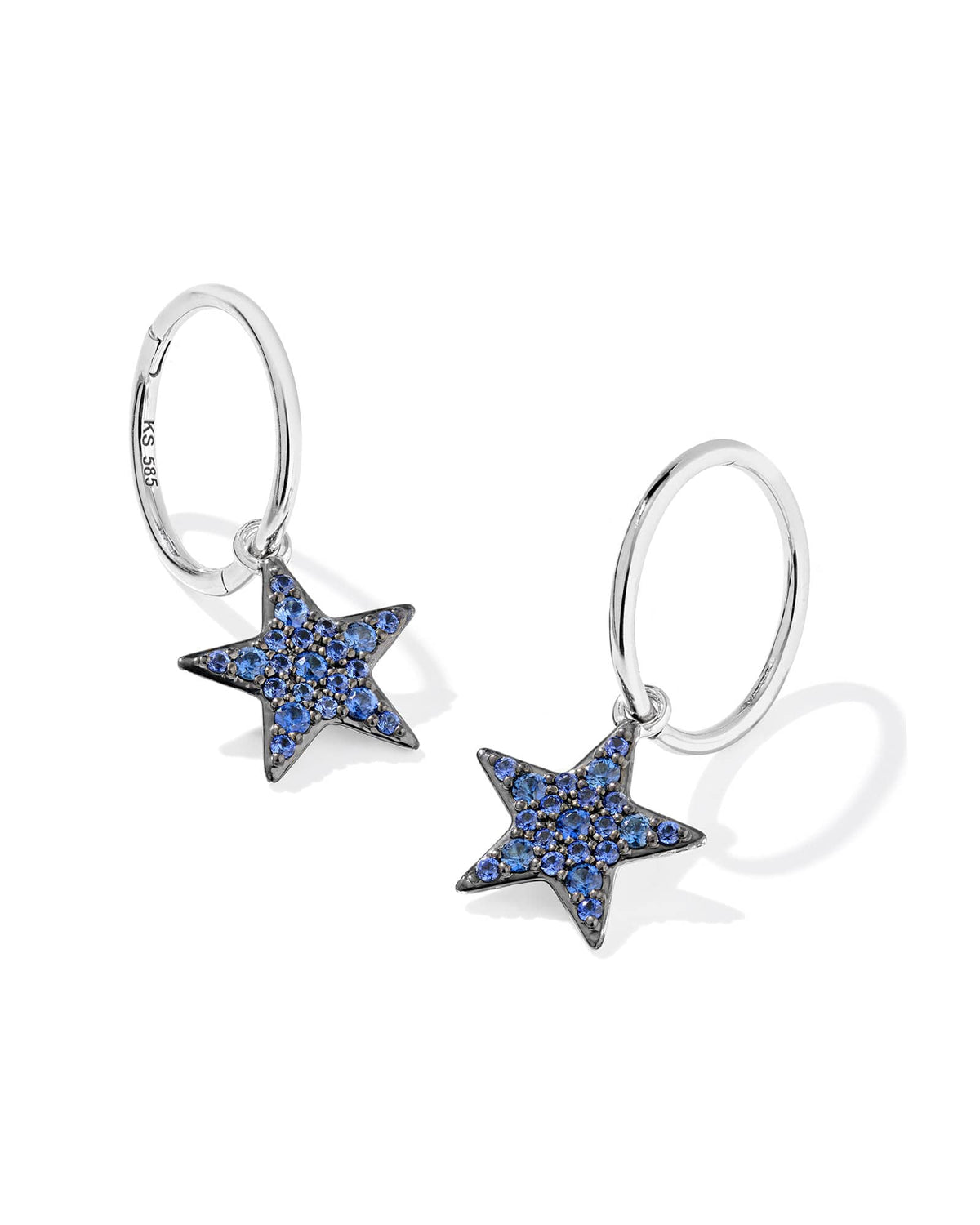 Star 14k White Gold Huggie Earrings