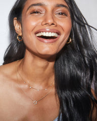 Star of David Gold Crystal Short Pendant Necklace in White CZ