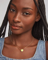 Tennis Gold Short Pendant Necklace in Chartreuse Magnesite