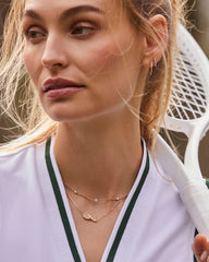 Diamond Accent Tennis Racket 14k Yellow Gold Necklace