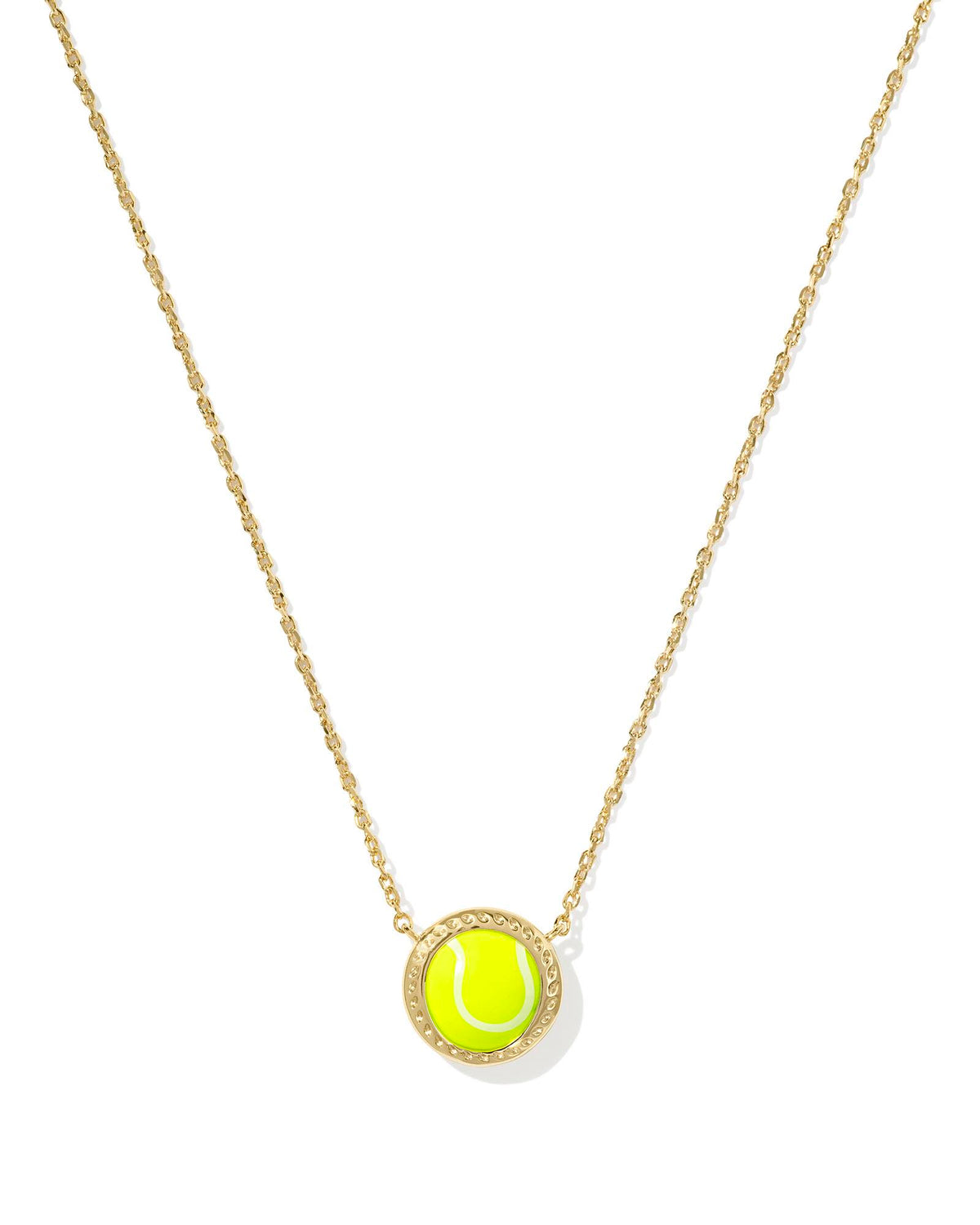 Tennis Gold Short Pendant Necklace in Chartreuse Magnesite