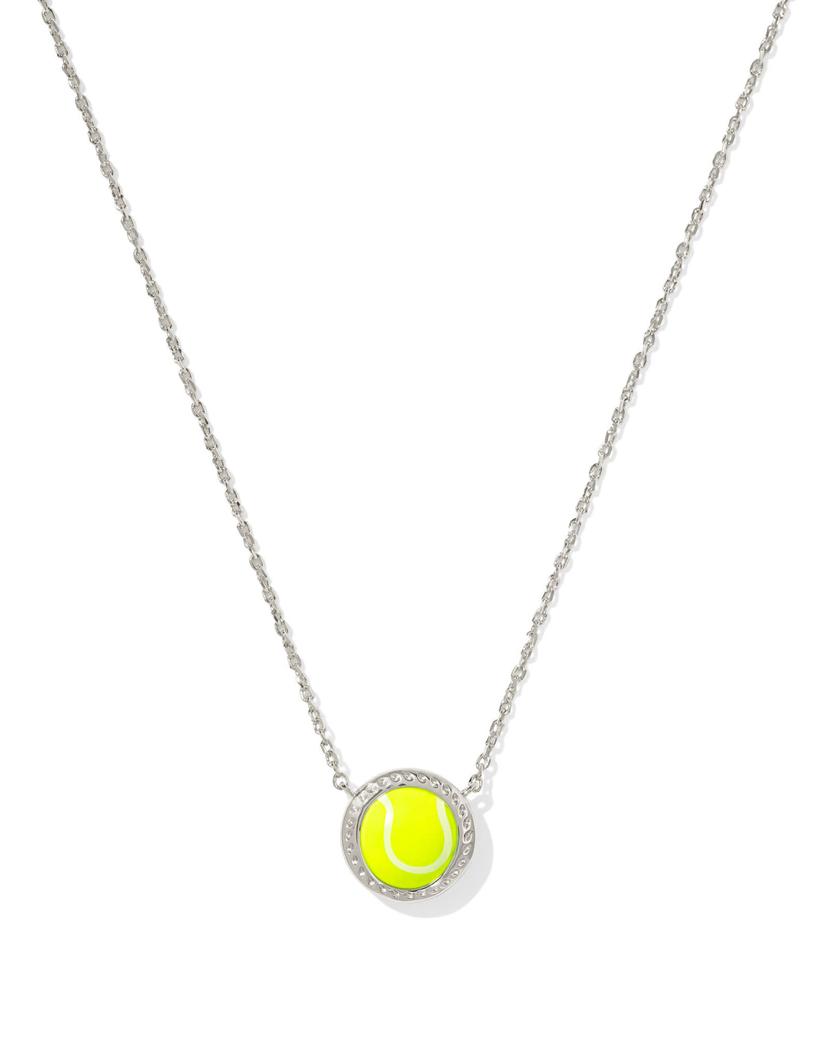Tennis Silver Short Pendant Necklace in Chartreuse Magnesite