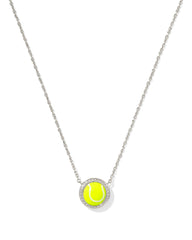 Tennis Silver Short Pendant Necklace in Chartreuse Magnesite
