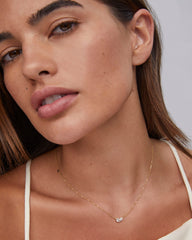 0.51 ct Lab Grown White Diamond Toi et Moi Small Pendant Necklace in 14k Yellow Gold