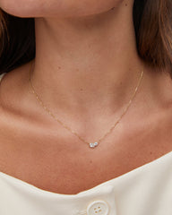 0.51 ct Lab Grown White Diamond Toi et Moi Small Pendant Necklace in 14k Yellow Gold