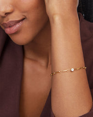 Virginia 18k Gold Vermeil Paperclip Bracelet in White Topaz