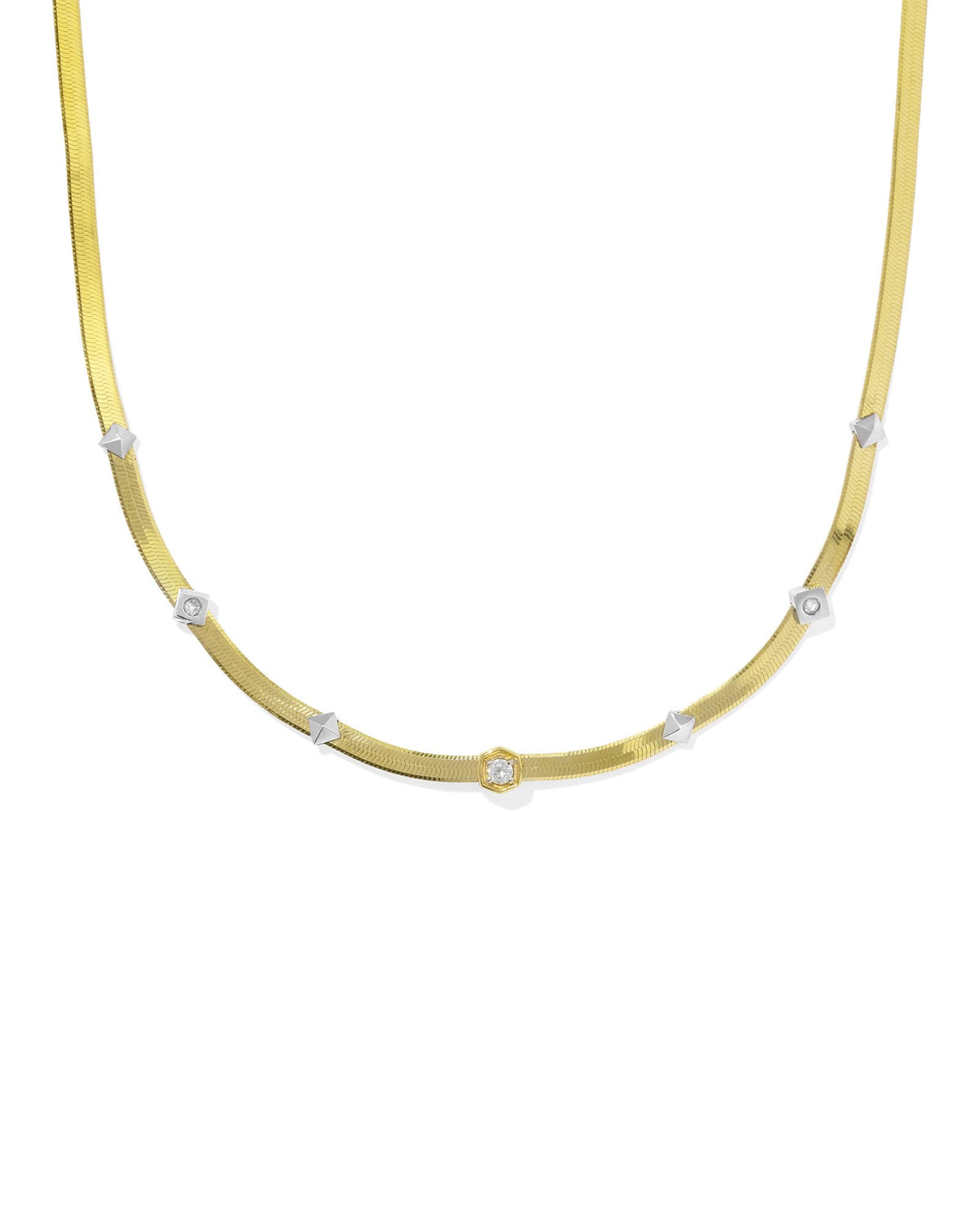Virginia Mixed Metal Chain Necklace in White Topaz
