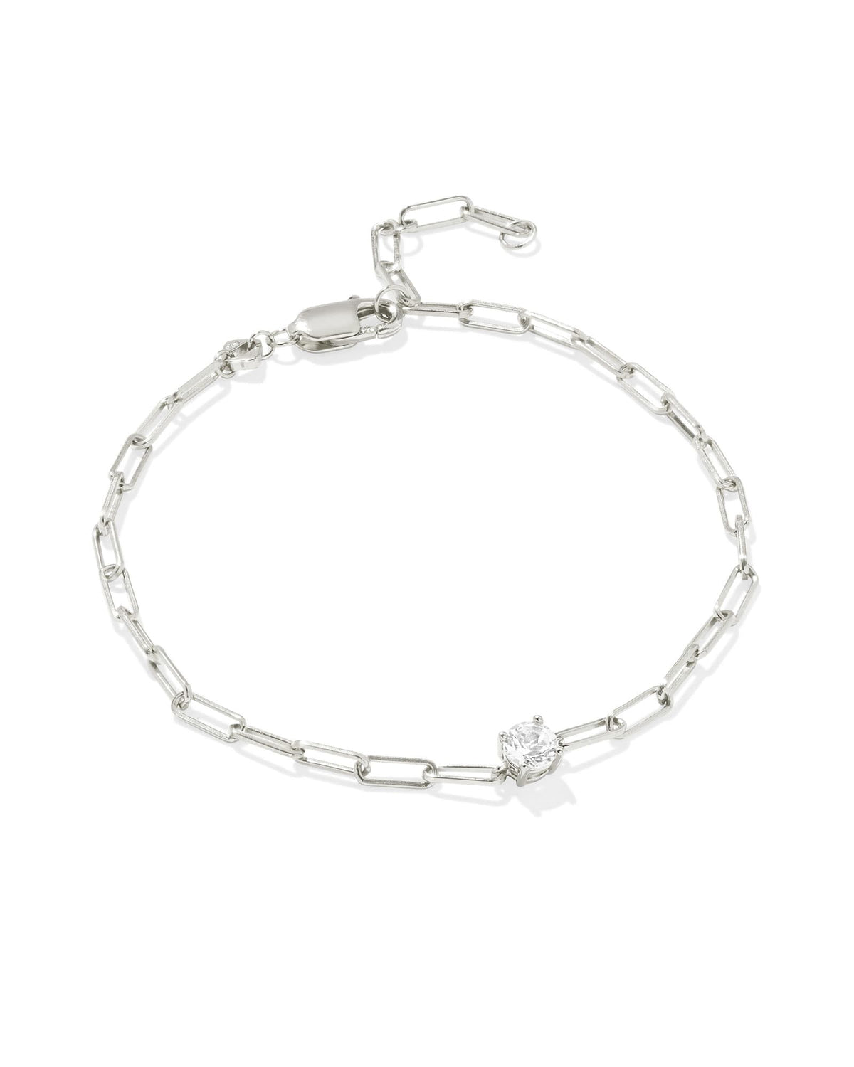 Virginia Sterling Silver Paperclip Bracelet in White Topaz