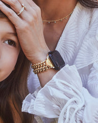 Whitley Double Chain Watch Band in Gold Tone Stainless Steel