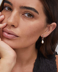 Willa Silver Pearl Huggie Earrings in Freshwater Cultured Pearl