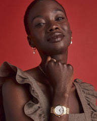 Willa Gold Pearl Huggie Earrings in Freshwater Cultured Pearl