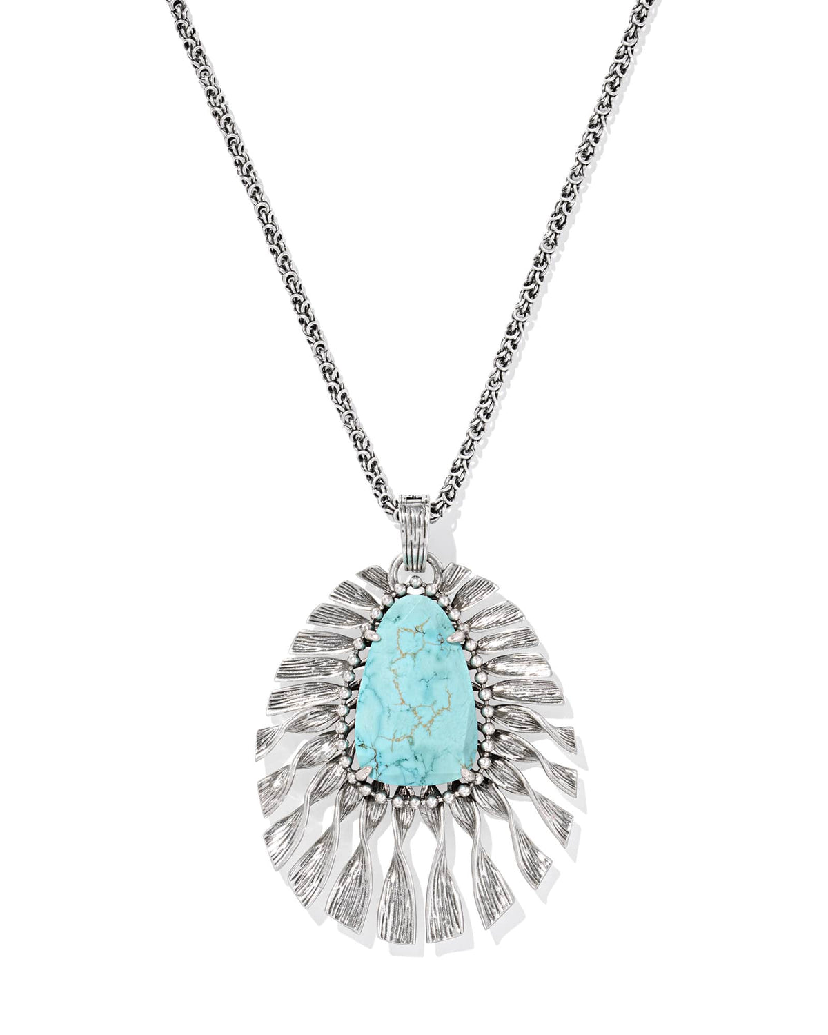 Zahara Vintage Silver Large Long Pendant