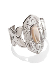 Keziah Vintage Silver Cuff Bracelet in Natural Mother-of-Pearl