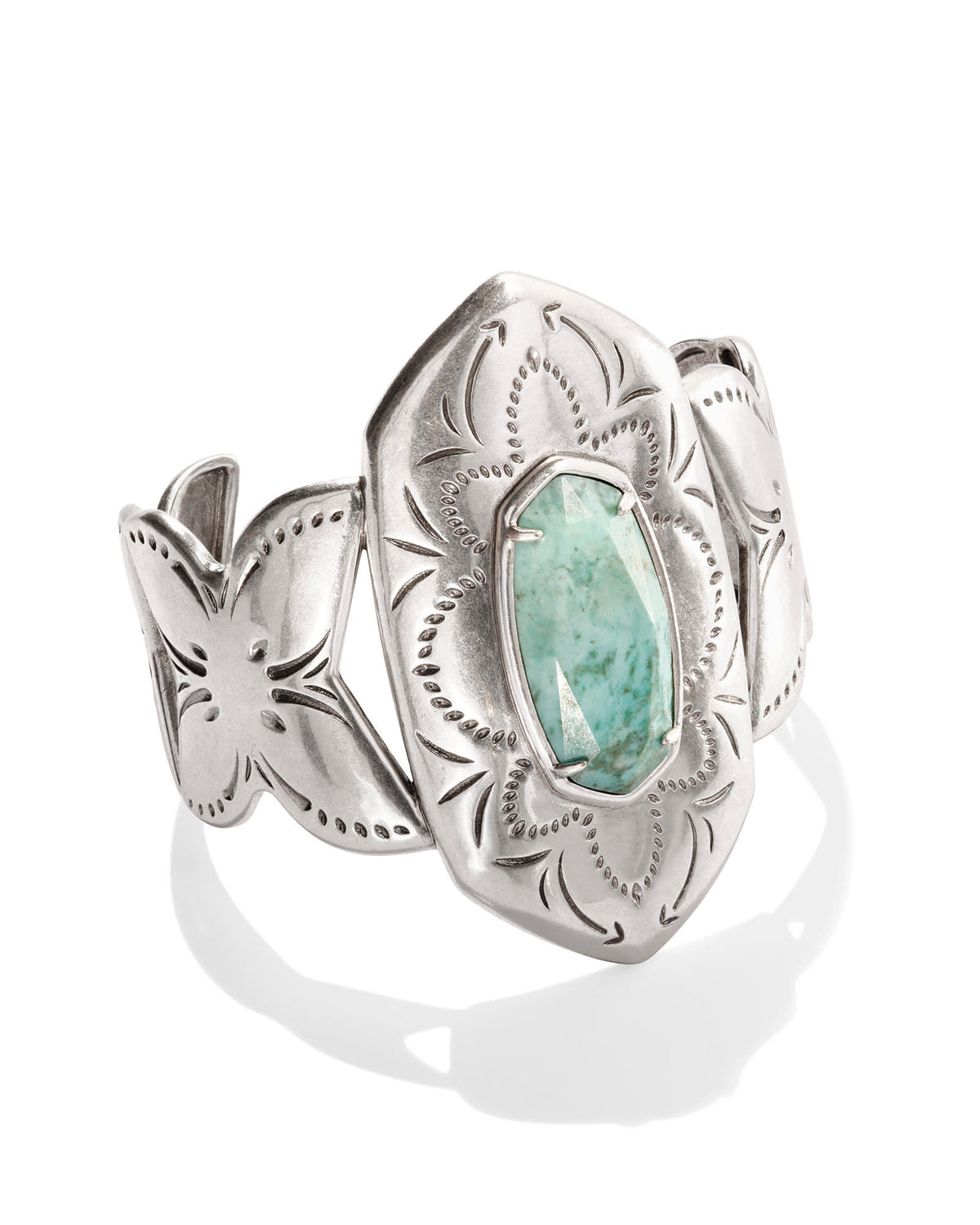 Keziah Vintage Silver Cuff Bracelet in Sea Green Chrysocolla