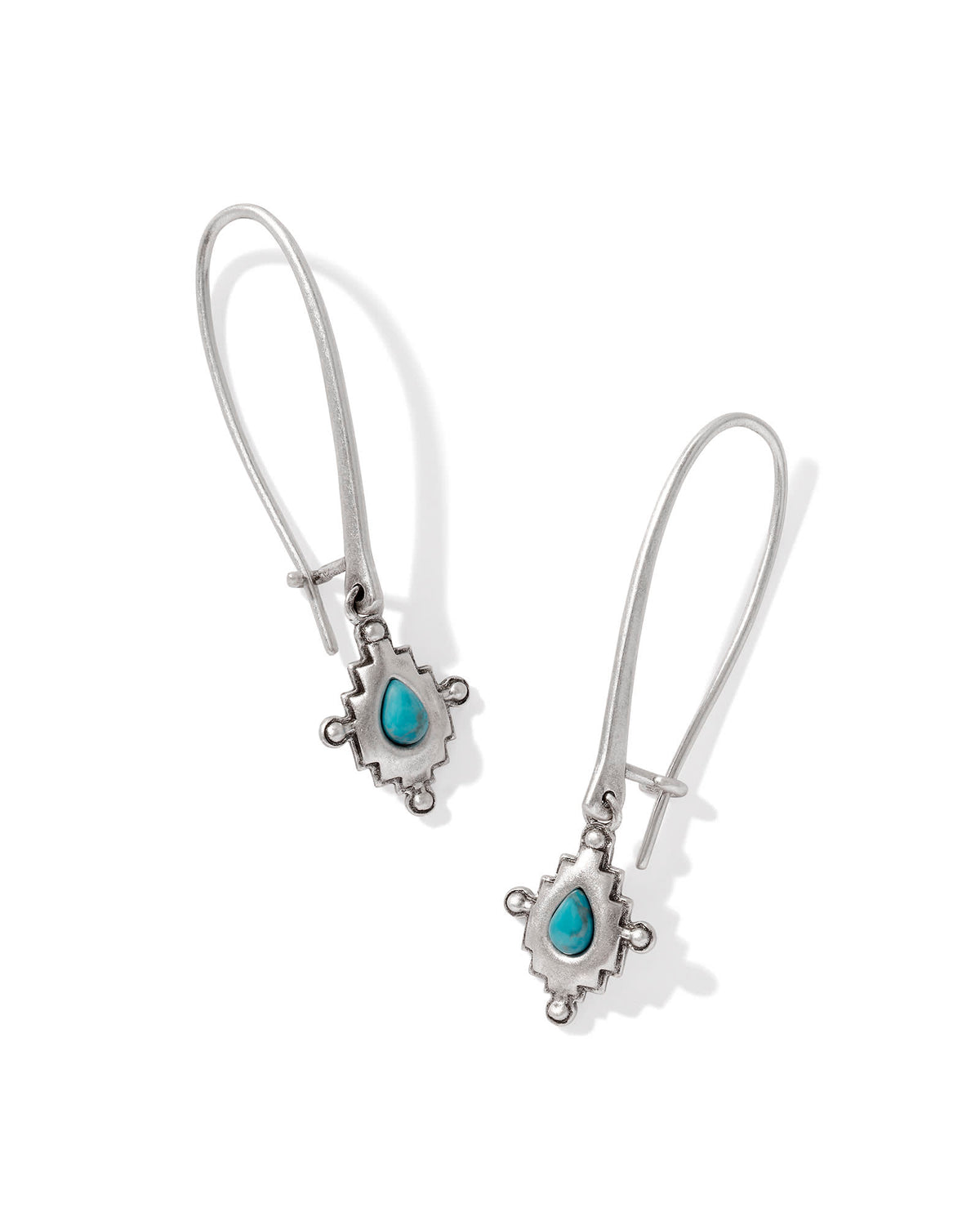 Shera Vintage Silver Wire Drop Earrings in Variegated Dark Teal Magnesite
