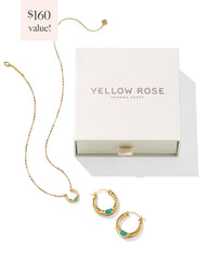 Noble Vintage Gold Horseshoe Gift Set of 2 in Variegated Dark Teal Magnesite