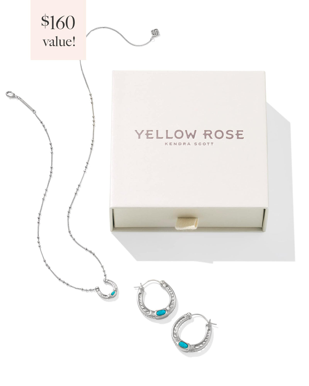 Noble Vintage Silver Horseshoe Gift Set of 2 in Variegated Dark Teal Magnesite