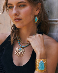 Tessa Vintage Gold Etch Frame Drop Earrings