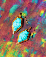 Tessa Vintage Gold Etch Frame Drop Earrings