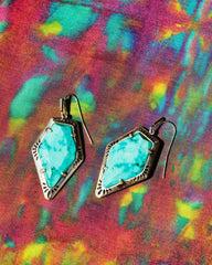 Tessa Vintage Silver Etch Frame Drop Earrings