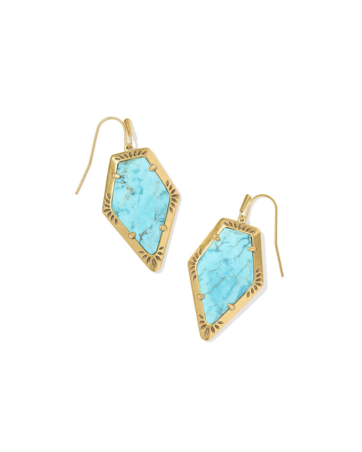 Tessa Vintage Gold Etch Frame Drop Earrings