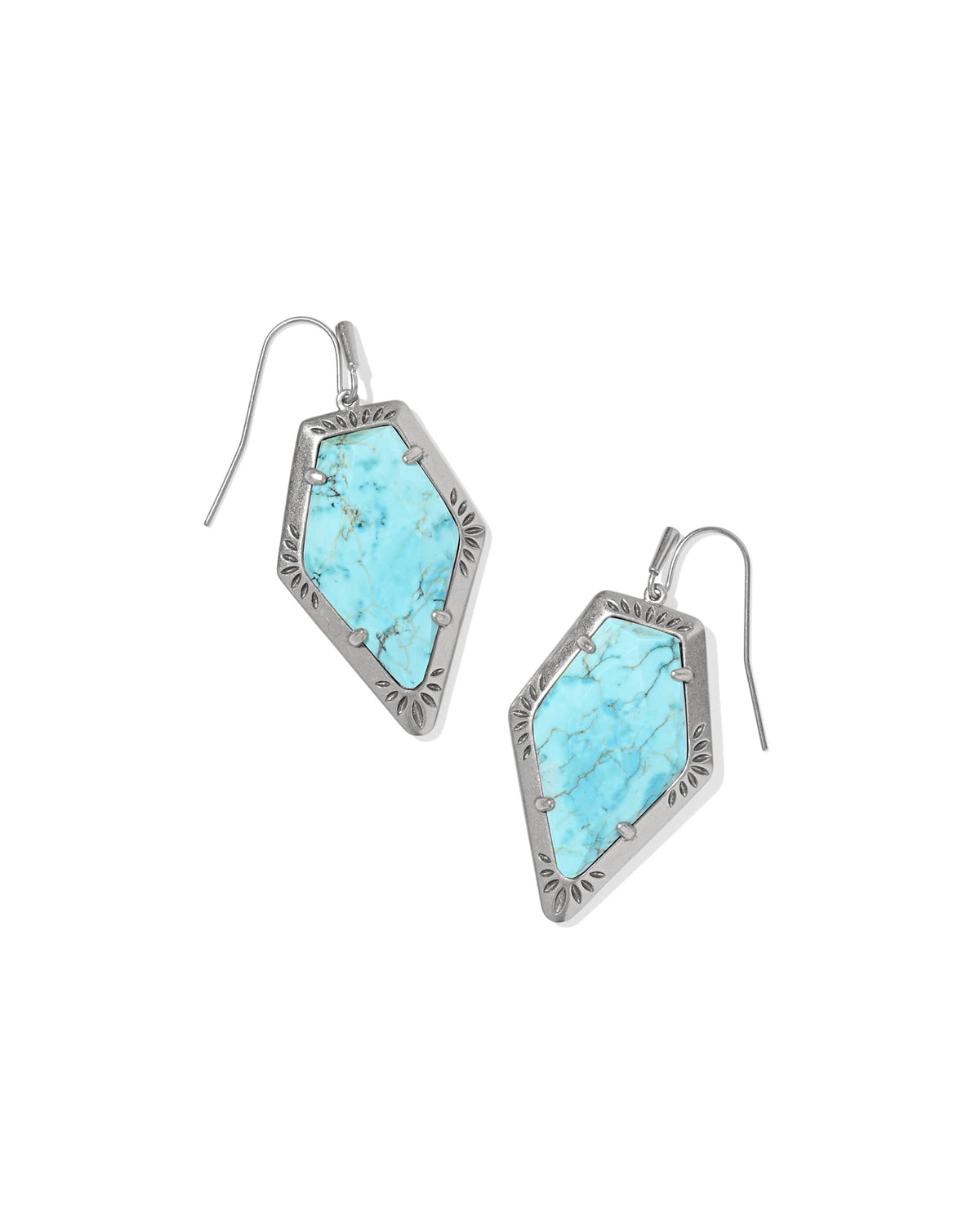 Tessa Vintage Silver Etch Frame Drop Earrings