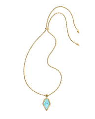 Tessa Vintage Gold Etch Frame Large Long Pendant Necklace