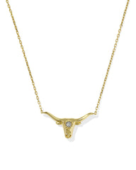 Diamond Accent 14k Yellow Gold Longhorn Necklace in White Diamond
