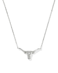 Diamond Accent 14k White Gold Longhorn Necklace in White Diamond