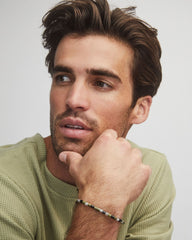 Grey Oxidized Sterling Silver Bracelet in Olive Mix