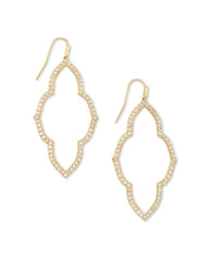 Abbie Gold Open Frame Earrings in White Crystal