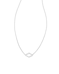 Small Abbie 14k White Gold Pendant Necklace in White Diamond