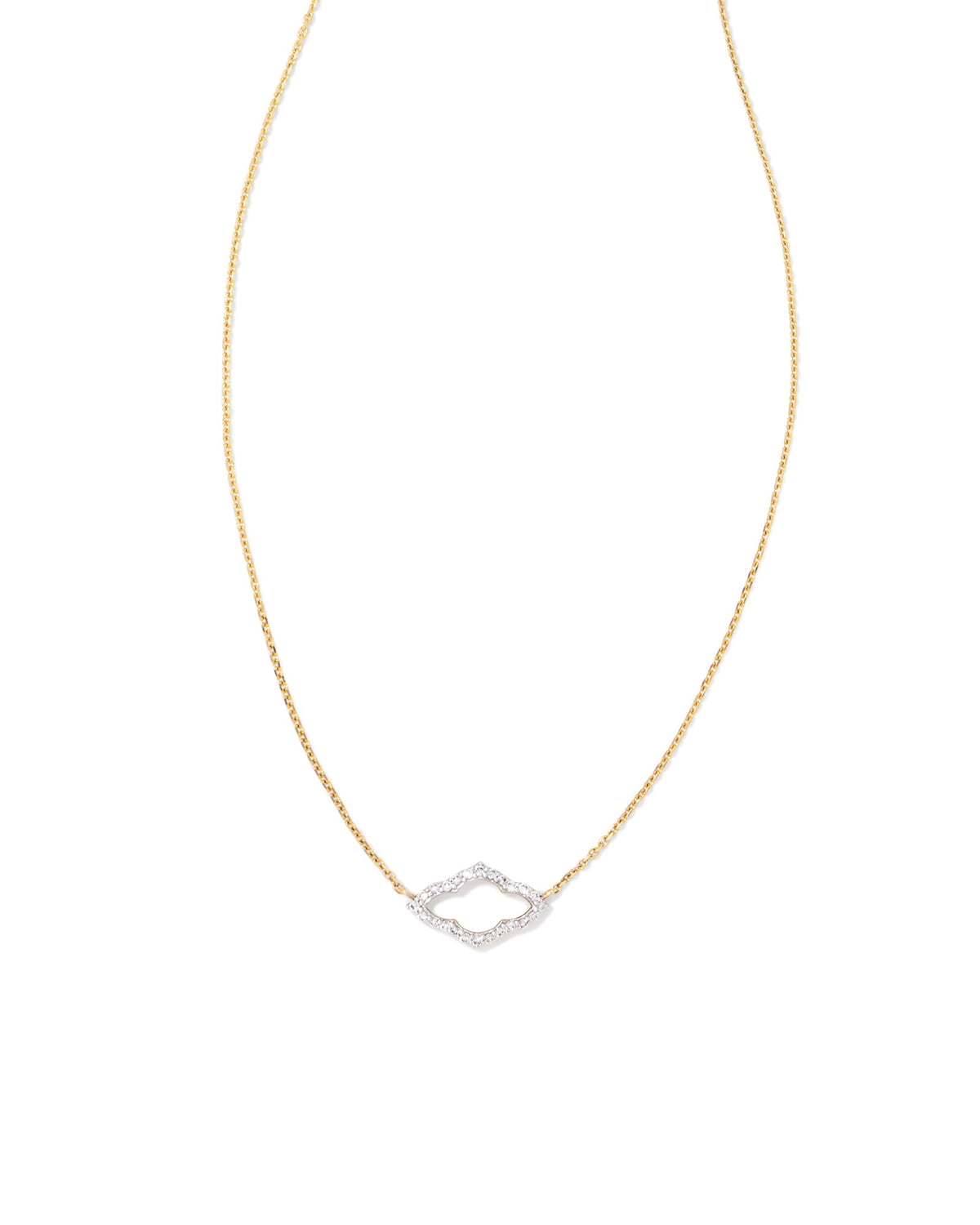 Small Abbie 14k Yellow Gold Pendant Necklace in White Diamond