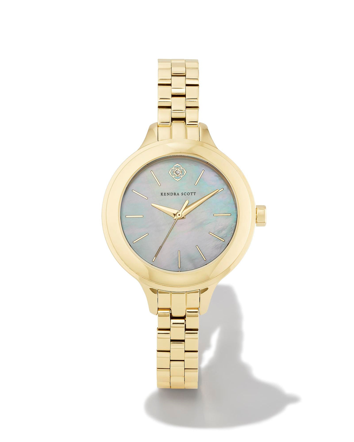Alex Gold Tone Stainless Steel 35mm Narrow Watch in Ivory Mother-of-Pearl