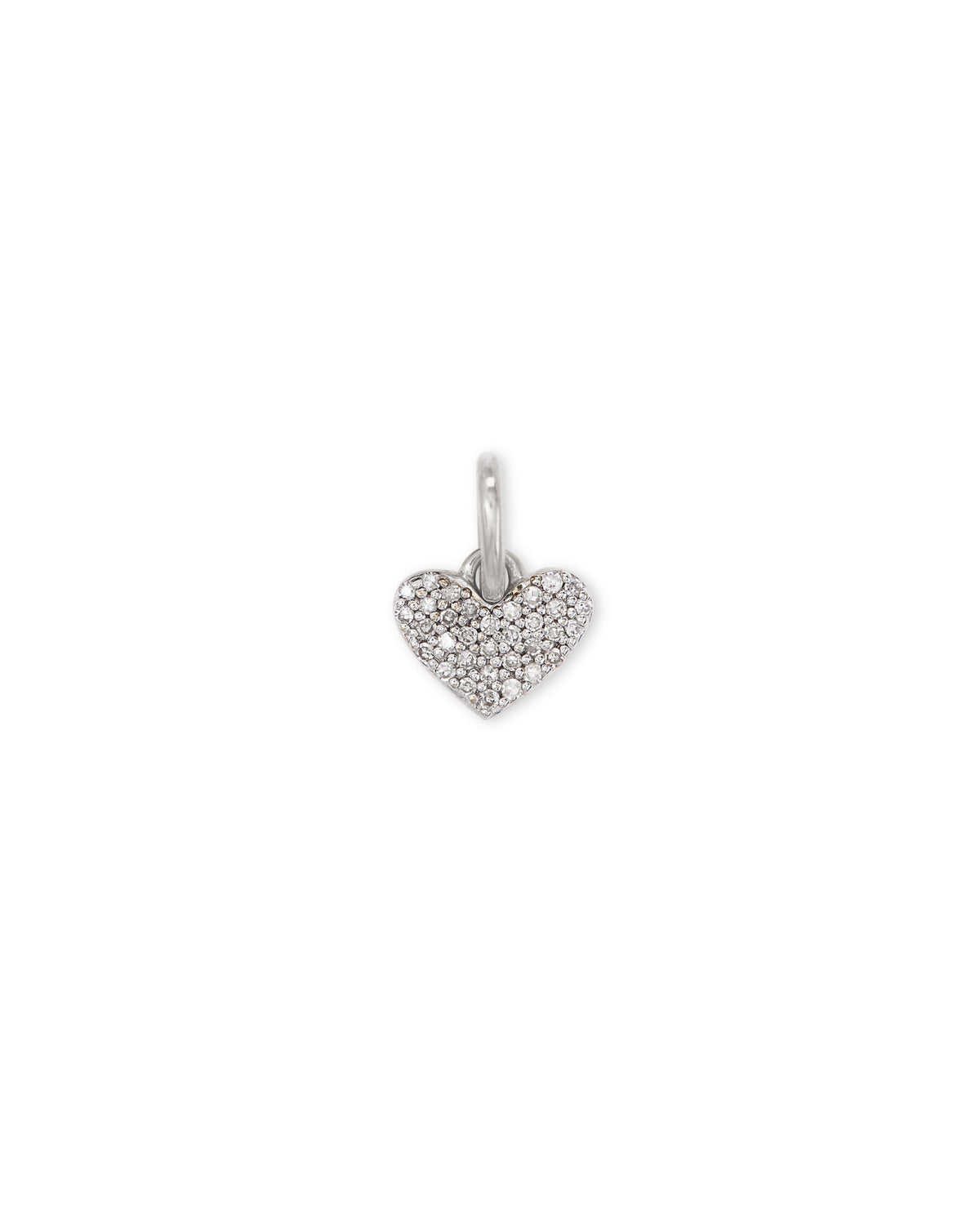 Ari Heart Sterling Silver Pave Charm in White Diamond
