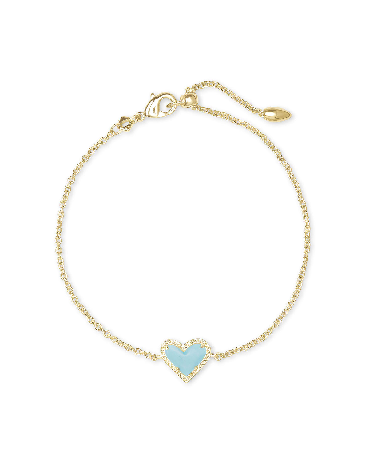 Ari Heart Gold Chain Bracelet in Light Blue Magnesite