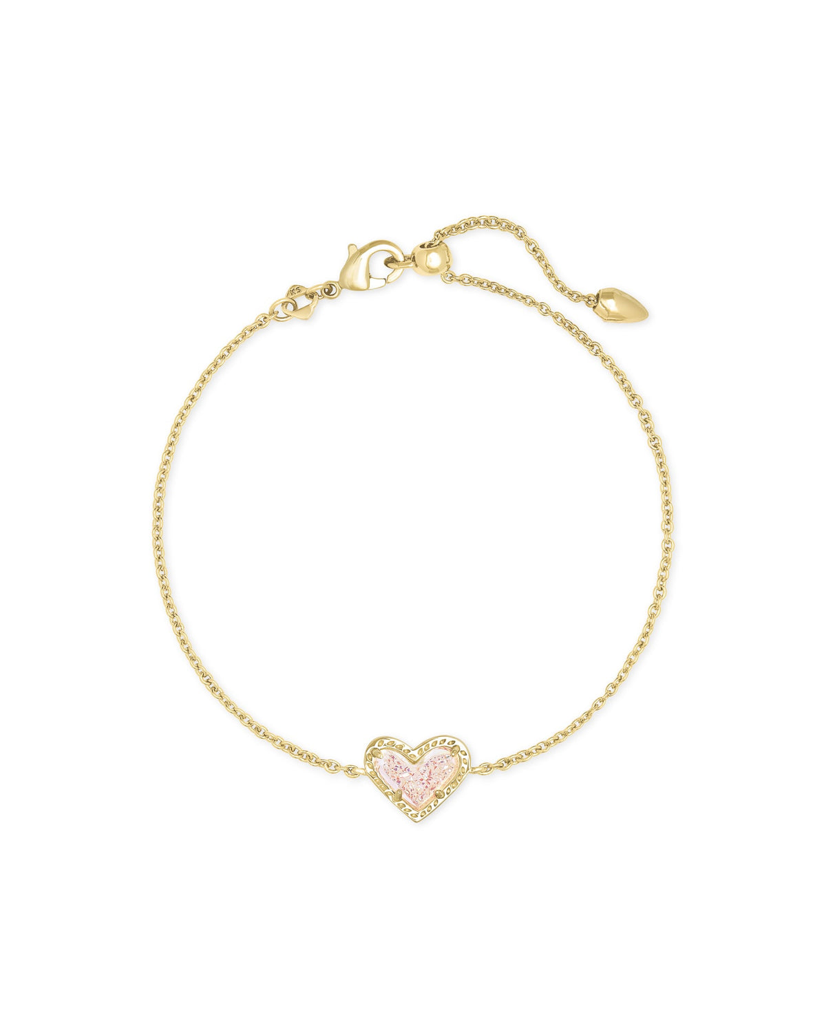 Ari Heart Gold Chain Bracelet in Iridescent Drusy