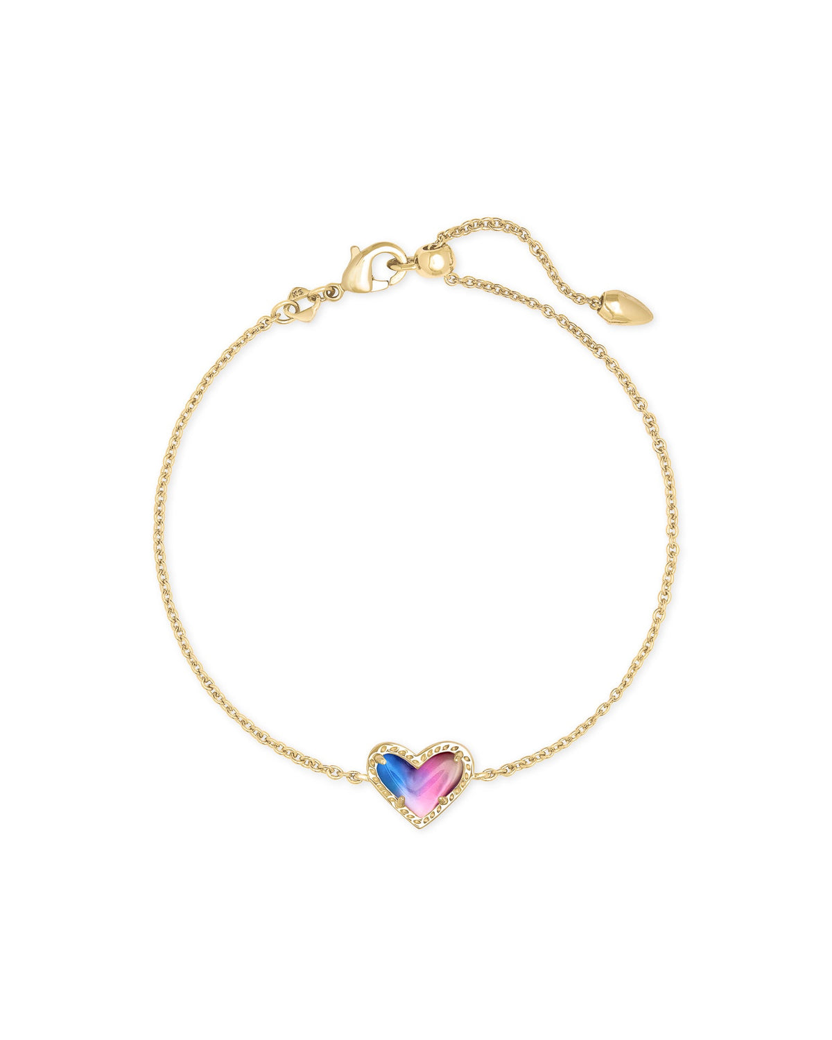 Ari Heart Gold Chain Bracelet in Watercolor Illusion