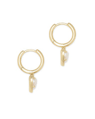 Ari Heart Gold Huggie Earrings in Iridescent Drusy